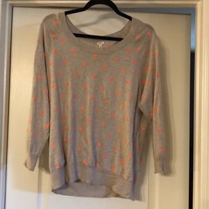J Crew Woman’s tan sweater with polka dots
